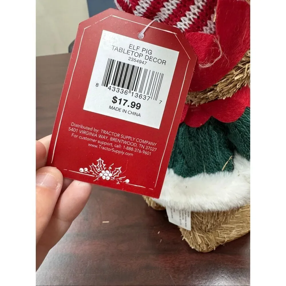 NWT Red Shed Elf Pig Christmas Tabletop Decor